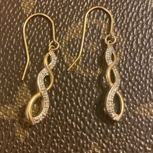 Vintage vermeil gold wash 925 infinity twist dangle Earrings